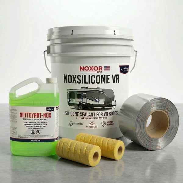 NoxSilicone RV Waterproofing Kit – 100% Silicone Roof Coating (32–52 ft RVs & Trailers)